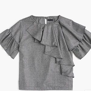 J. Crew Collection ruffle top in glen plaid